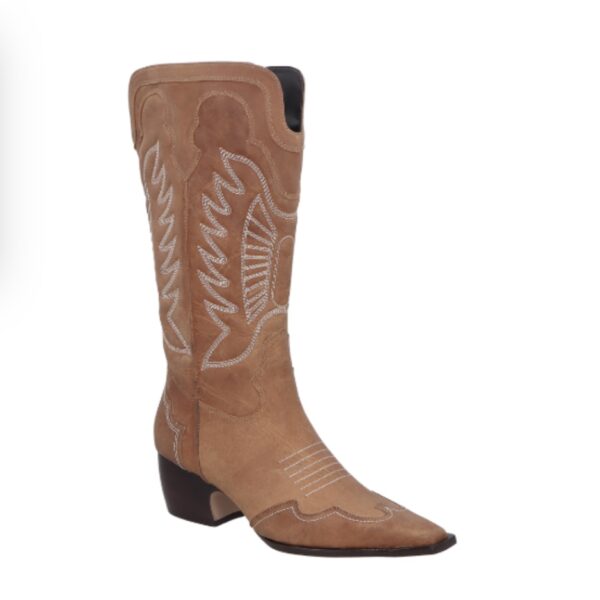 BOTA COWBOY DE CANO LONGO BORDADA EM COURO MARROM AMARULA - LUIZA BARCELOS